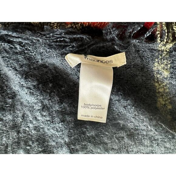 Maurice's Super Soft Multicolor Plaid Pashmina Fringe Scarf Multiple Wear OS - Picture 4 of 4